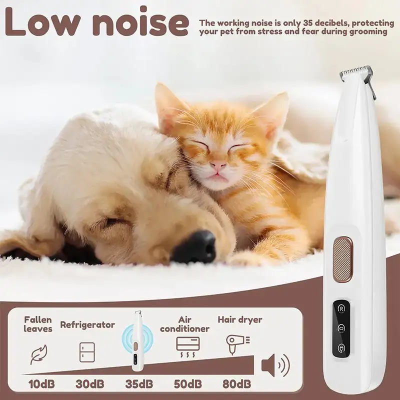 Dog Paw Trimmer with LED Light Fully Waterproof Pet Hair Trimmer with LED Display Dog Clippers for Grooming 18mm Widen Blade