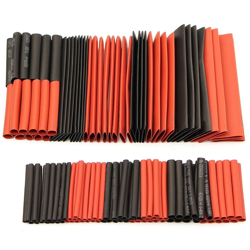 127 stuks Rood Zwart Polyolefine Krimpkous Kabel Buis Sleeving Kit Wrap Draad Set PE Krimpkous Set kabel Mouwen