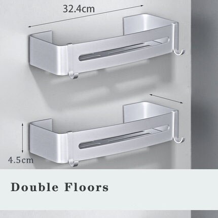 Baderom slagfri hylle badekar dusjhylle dårlig sjampoholder baderomshjørnehylle svart aluminium kjøkkenoppbevaringsholder: 4.5 cm 2