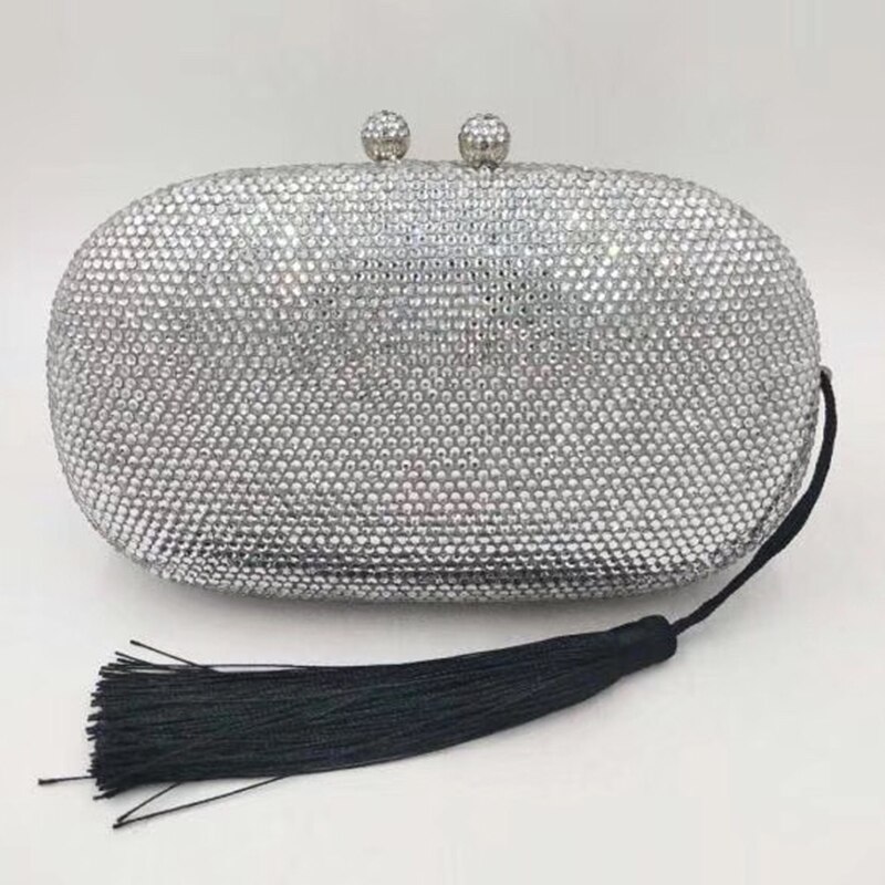 Bolso de noche naranja con cristales para mujer, con borlas bolso de mano, bolsos con diamantes para mujer, bolsos de , bandolera mensajero en 14 colores