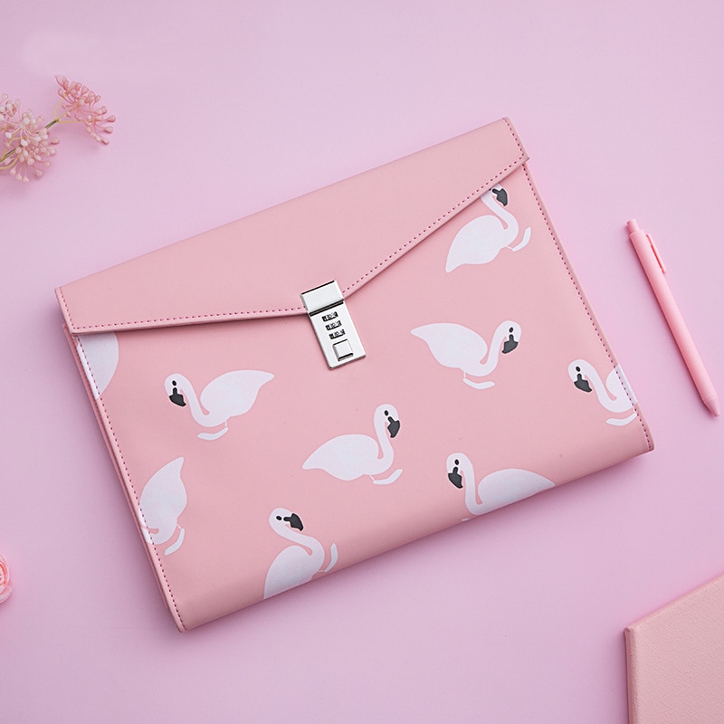 A4 PU Leather Password Lock Document Bag Manager File Folder TPN086-1