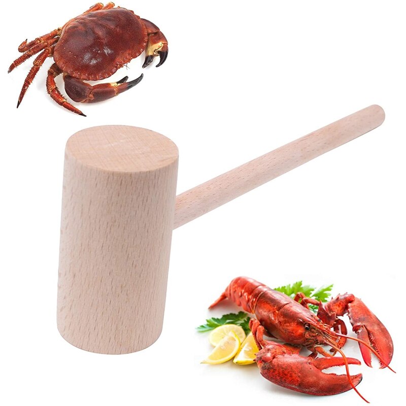 Big Wooden Hammer Mallet,Solid Natural Hardwood Crab&Lobster Hammer,for Cracking Seafood Tool,14Pcs
