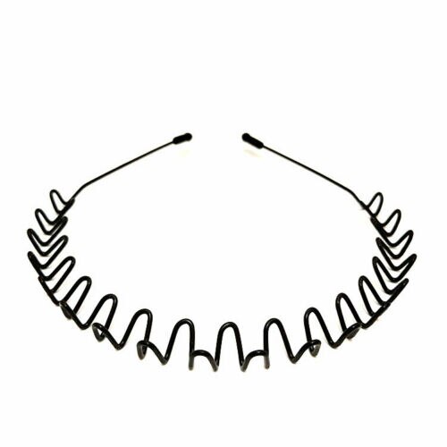 Diadema deportiva Unisex para hombre y mujer, banda para el pelo ondulada de Metal, negra