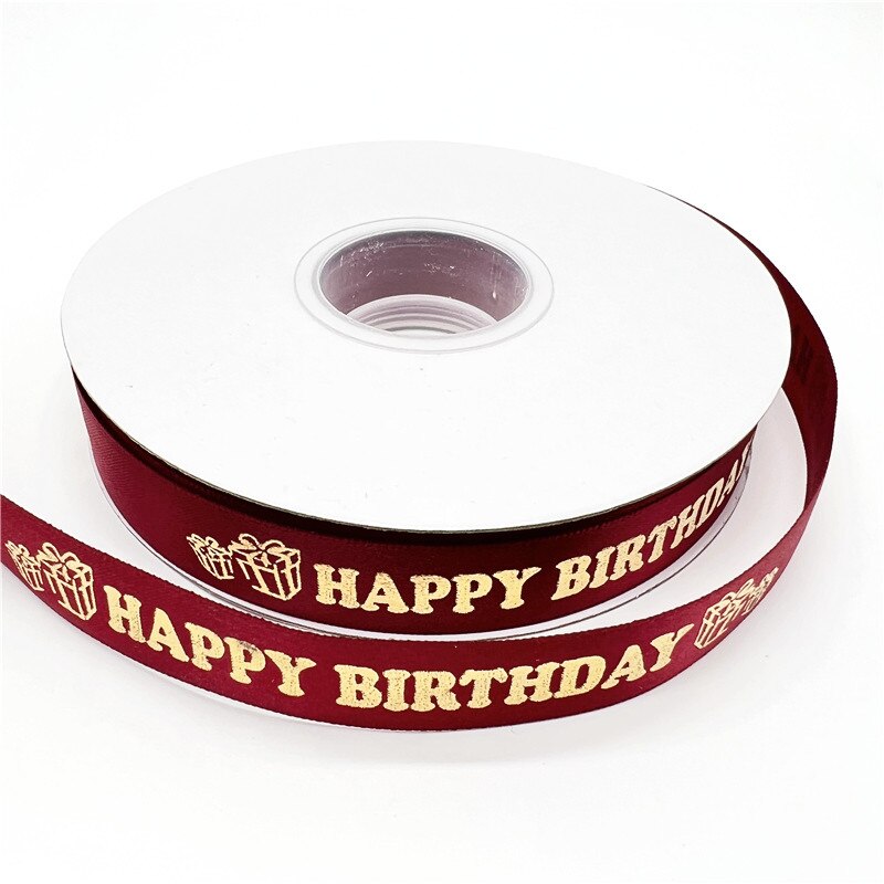 20mm Birthday Ribbon Happy Birthday Printed Satin Ribbon For Birthday Bow Handmade Craft Accessories Wrapping Ribbon: 03 / 5 Yards(4.5 Metres)