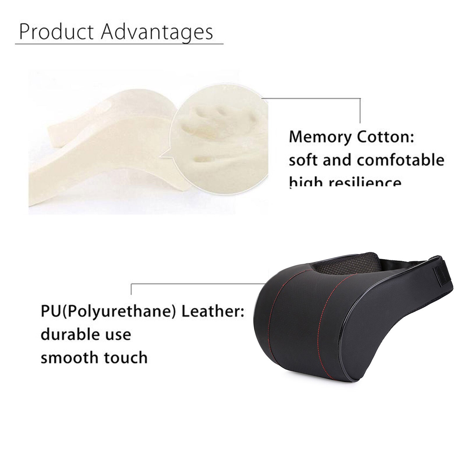 PU Leather Car Pillow Memory Foam Pillow Neck Rest Seat Headrest Cushion Pad Neck Guard Seat Cushion Headrest