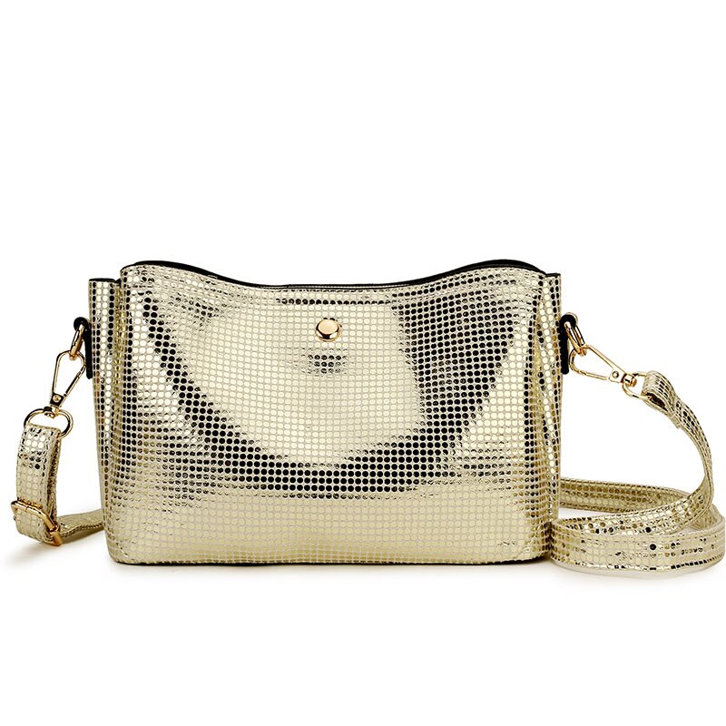 Bolsa transversal dourada para mulheres, bolsa pequena de ombro, couro pu, dourada, prateada, 2020 saco do saco