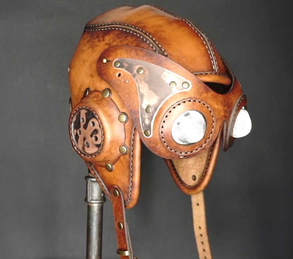 Steampunk hjälm pilot hatt manuell läder mönster ritning läder diy mönster mall