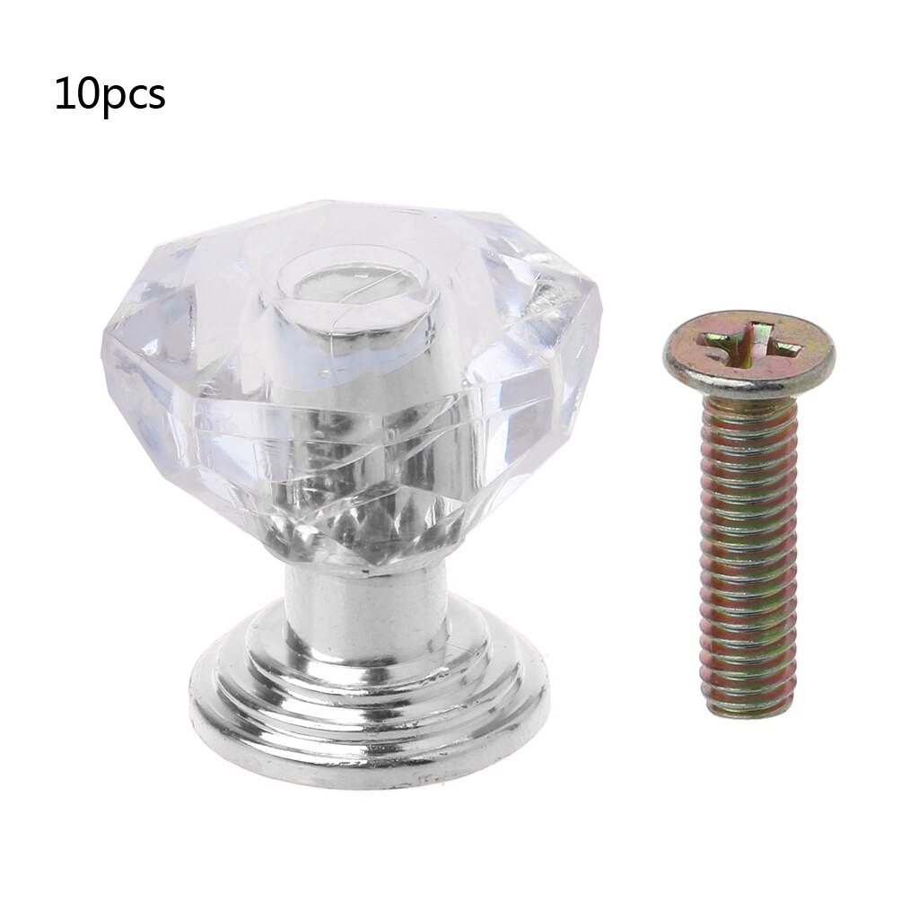 10PCS Diamond Shape Crystal Glass Cabinet Knob Drawer Pull Handle For Jewelry Box Cabinet: S