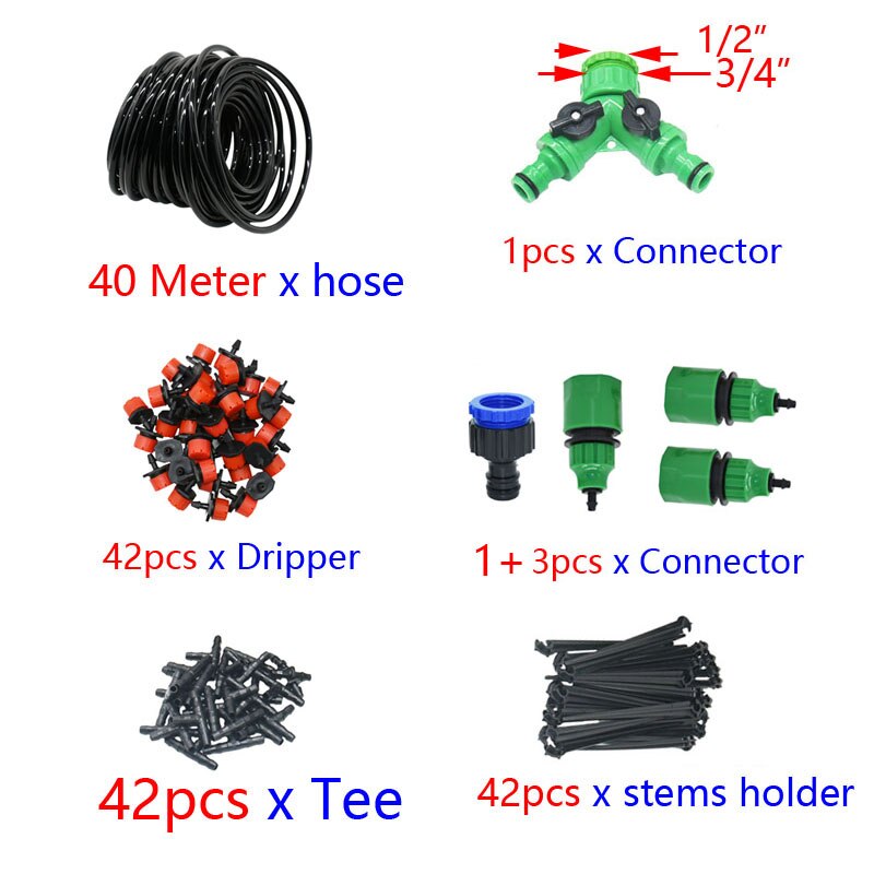 50M-5M DIY Drip Irrigation System Automatic Watering Garden Hose Micro Drip Watering Kits with Adjustable Drippers: 40M