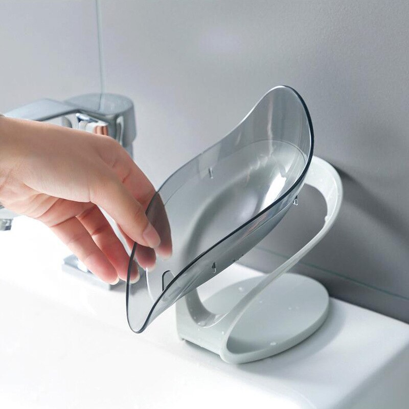 1pc bladformet badeværelse afløbssæbeskål gennemsigtig vask tørrestativ bakke køkken opbevaringsboks