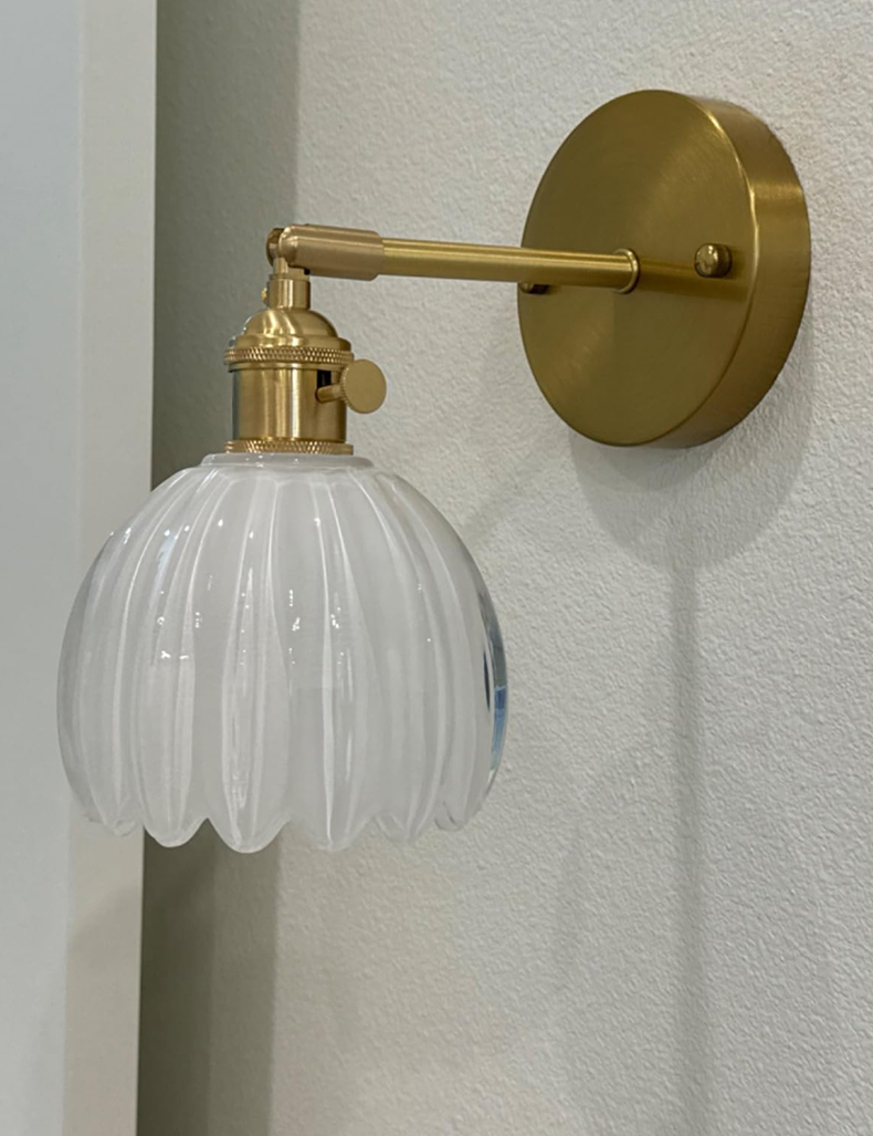 Japansk retro blomstervegglampe i glass moderne enkel nattbordslampe til soverom/studie ledet-speillampe nordisk vegglampe