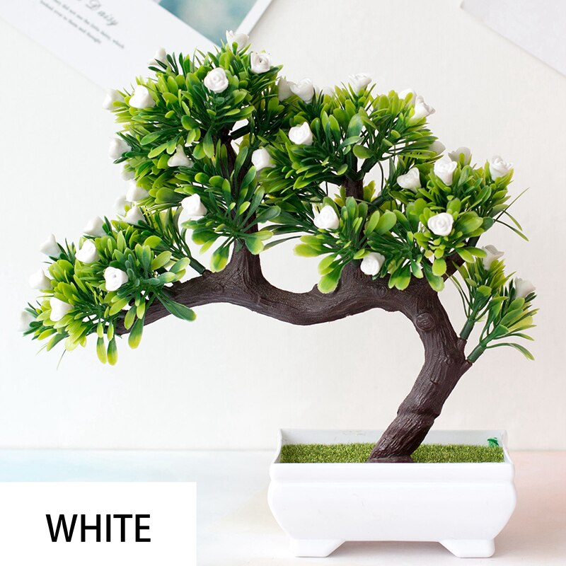 Plastic Rose Flower Artificial Plant Potted Table Room Decoration Ornaments Party Christmas Simulation Bonsai Craft Green Plant: Style 2