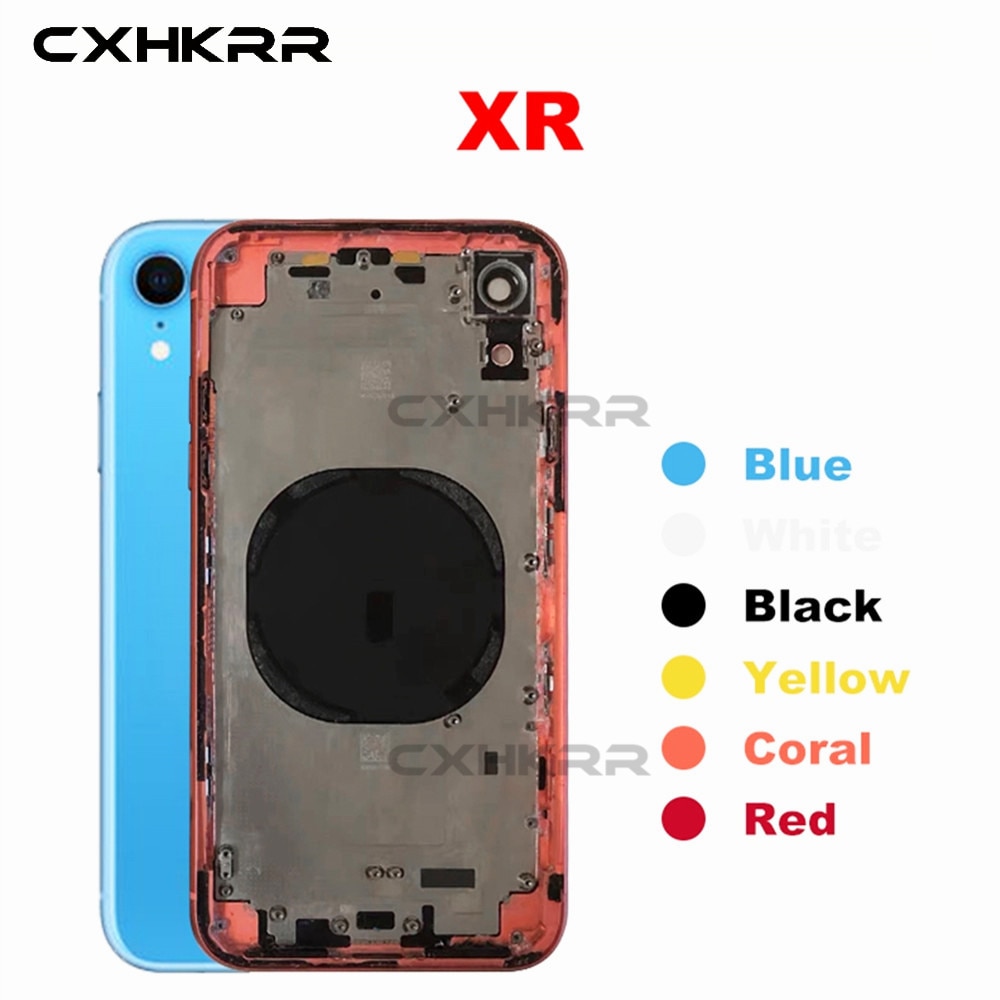 Para o iphone 8plus x/xs/xr traseira habitação quadro médio com bateria traseira porta de vidro capa traseira, preto branco vermelho ouro substituição