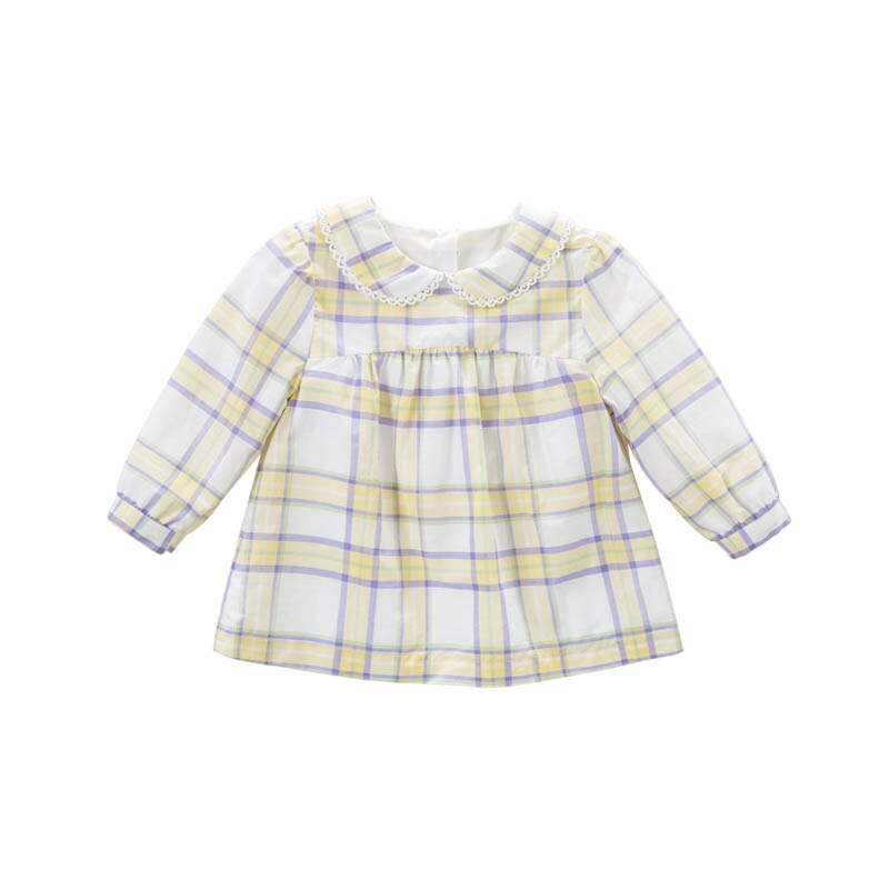 Dba 6620 dave bella spring baby piger gul plaid skjorte børn bomuld lolita toppe børn bluser: 5t