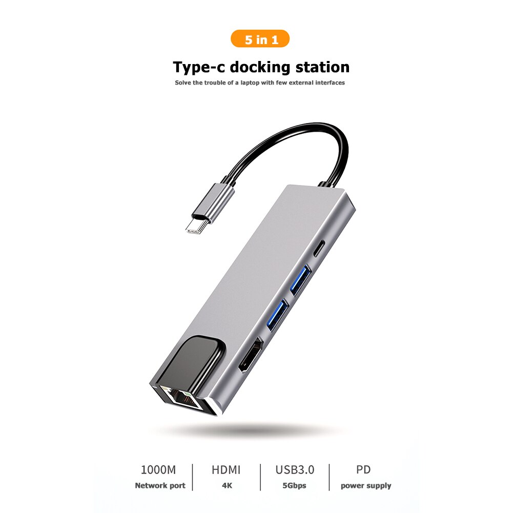 4K Hdmi 1000Mbps RJ45 Adapter Dock Usb C Hub Usb Type C Naar Multi Usb 3.0 Usb Type C Dock Station Hdmi Voor Laptop