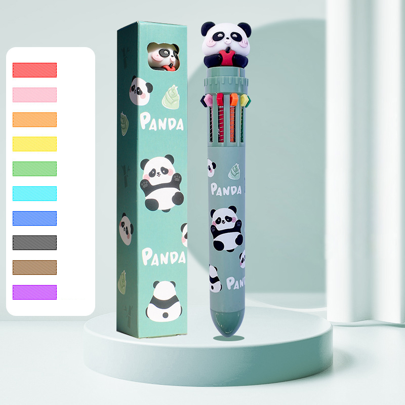 1 stücke Zehn farben kugelschreiber Karikatur Nette Farbe durch typ Multi funktionale unterschrift stift 12 farben neutral stift malerei preis: Licht Grau