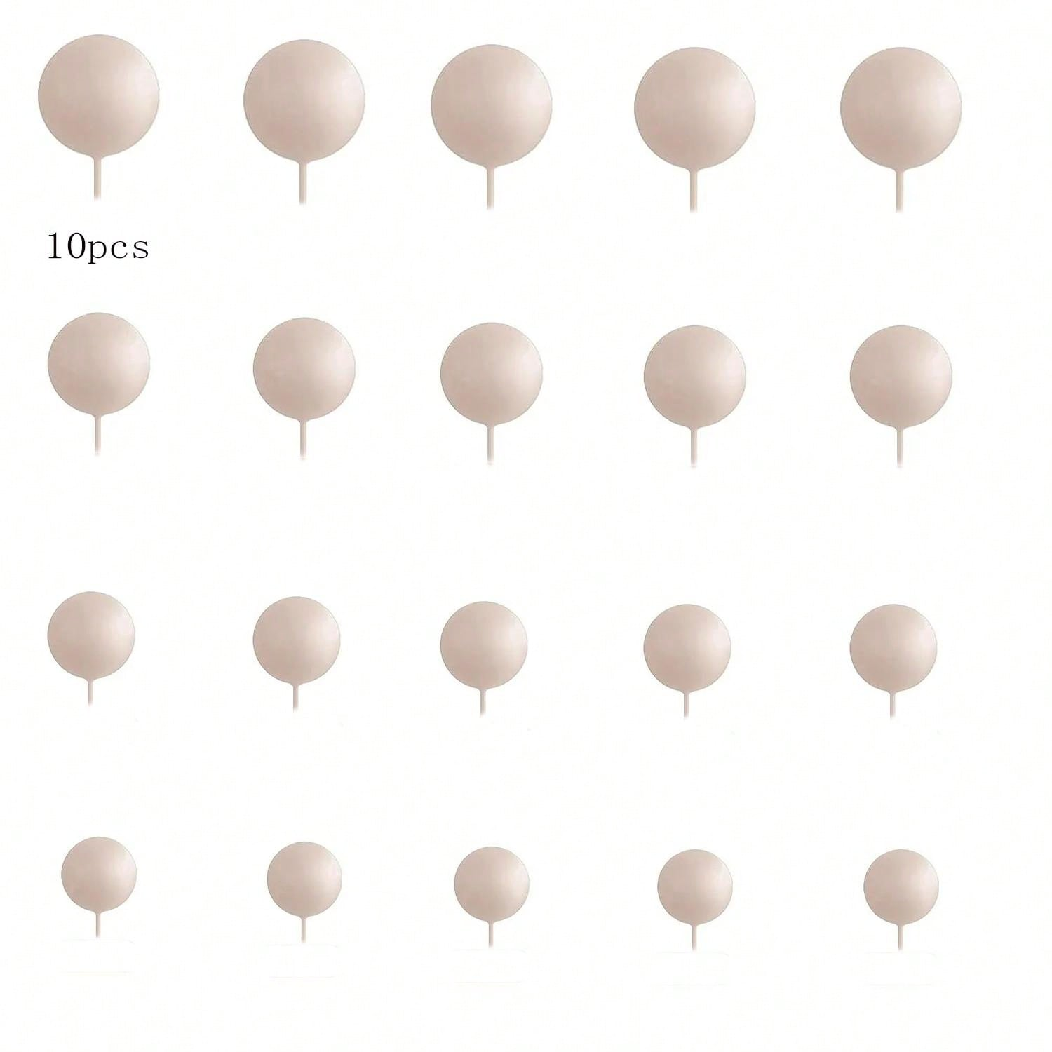 10pcs Sage Green Brown Cake Topper Gold Foam Balls DIY Insert Cake Decoration for Baby Shower Birthday Party Cake Decorationion: M / Beige