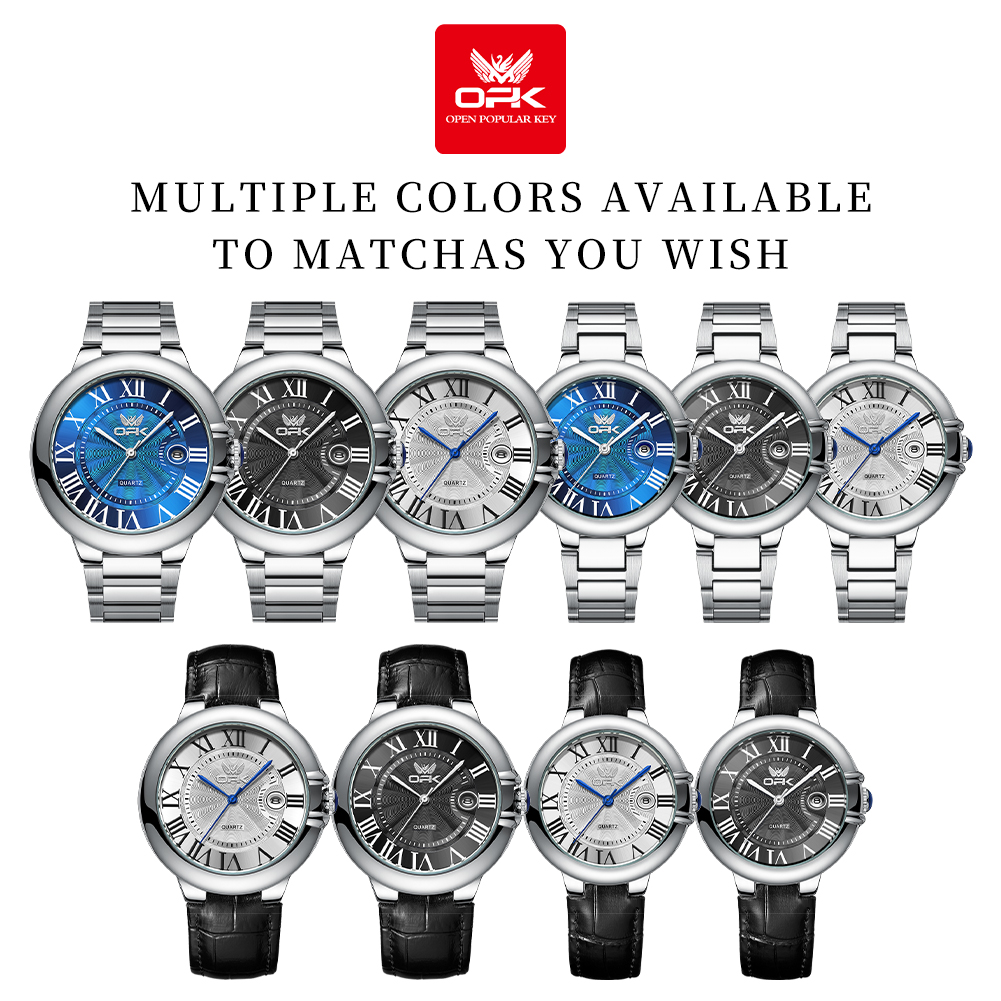 OPK 6039 Herenhorloge Origineel Quartz Horloge Waterdicht Lichtgevende Horloges Voor Man Automatische Datum Horloge Met Doos Reloj Hombre