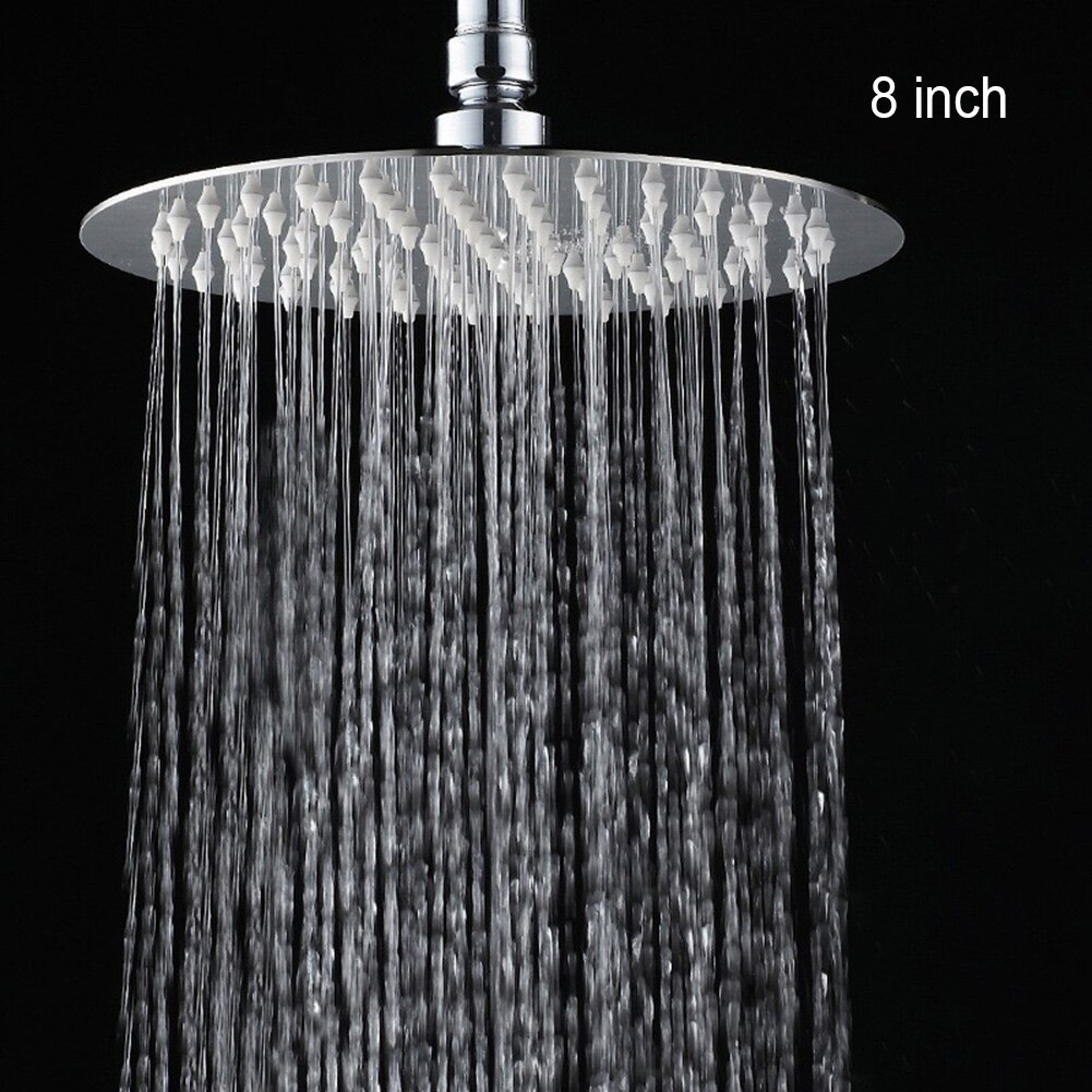Ultra thin 1/2" Thread 8" Square Stainless Steel Chrome Rain Shower Head Bathroom Shower Accessory