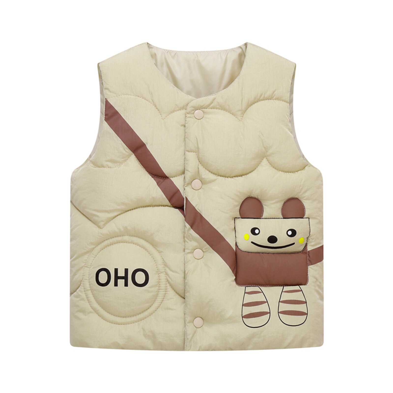 Peuter Jongen Meisje Vesten Mouwloze Winter Jas Voor Meisje Cartoon Outdoor Vest Uitloper Kids Kleding Outfits: Beige / 2T
