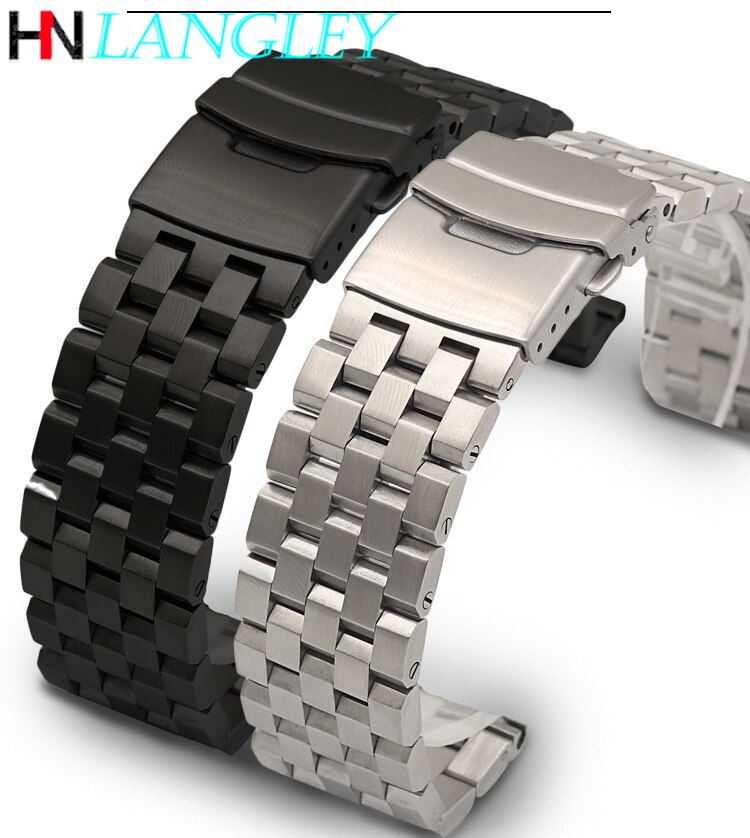 26mm 24mm 22mm 20mm 18mm metal urrem premium solid rustfrit stål urarmbånd mænd kvinder sort/sølv armbånd