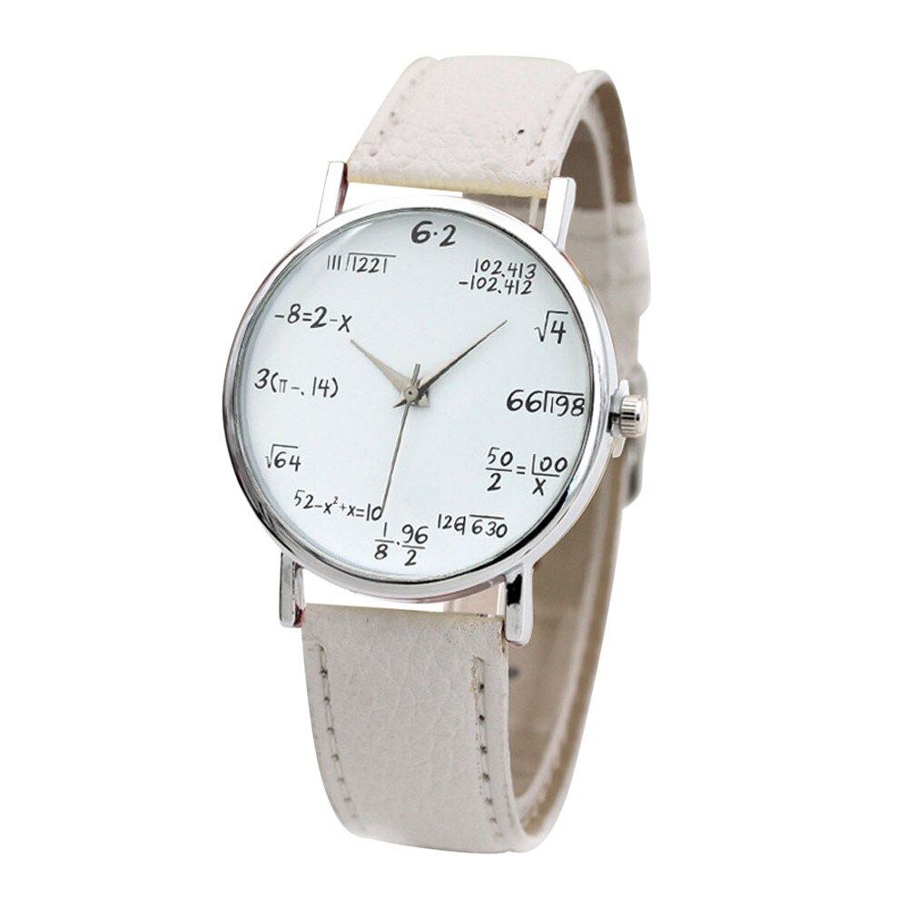 Geometrische Horloge Wiskundige Formule Prints Horloge Vrouwen Mannen Lederen Riem Quartz Math Horloge Dames Horloges: A