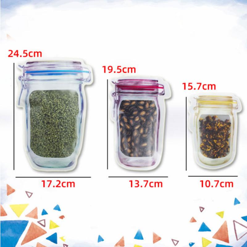 Reusable Waterproof Seal Fresh Food Storage Bag Mason Jar Bottles Bags Nuts Candy Cookies Bag Snacks Sandwich Zip Lock Bags