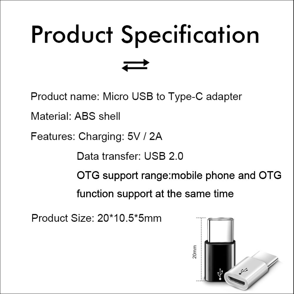 Micro Usb Naar Type C Otg Adapter Voor Poco X3 Nfc Xiaomi Mi Redmi Note 9 9S Pro Huawei oneplus 8 Een Plus 8T 7 Samsung Realme Usbc