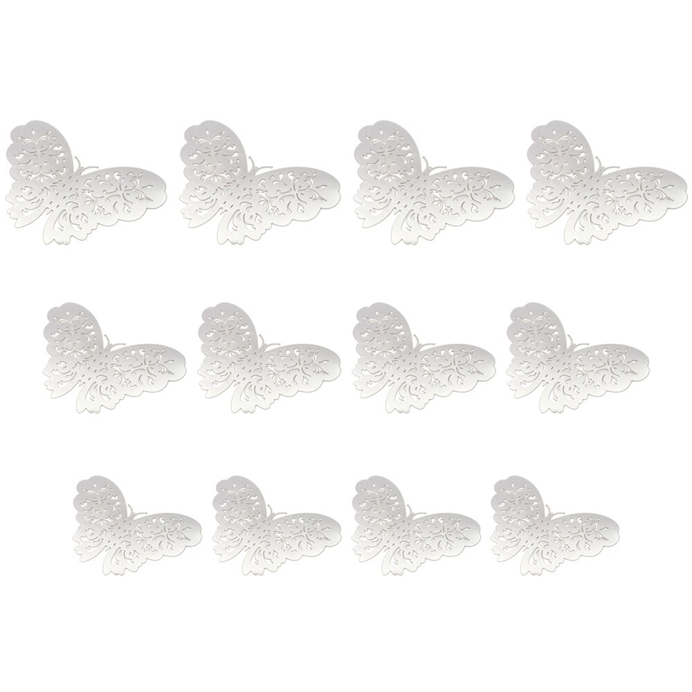 12 Uds calcomanía de mariposa 3D hueca para la decoración de la boda decoración de la sala de estar decoración de hogar para ventana pegatinas de mariposas doradas y plateadas: 04