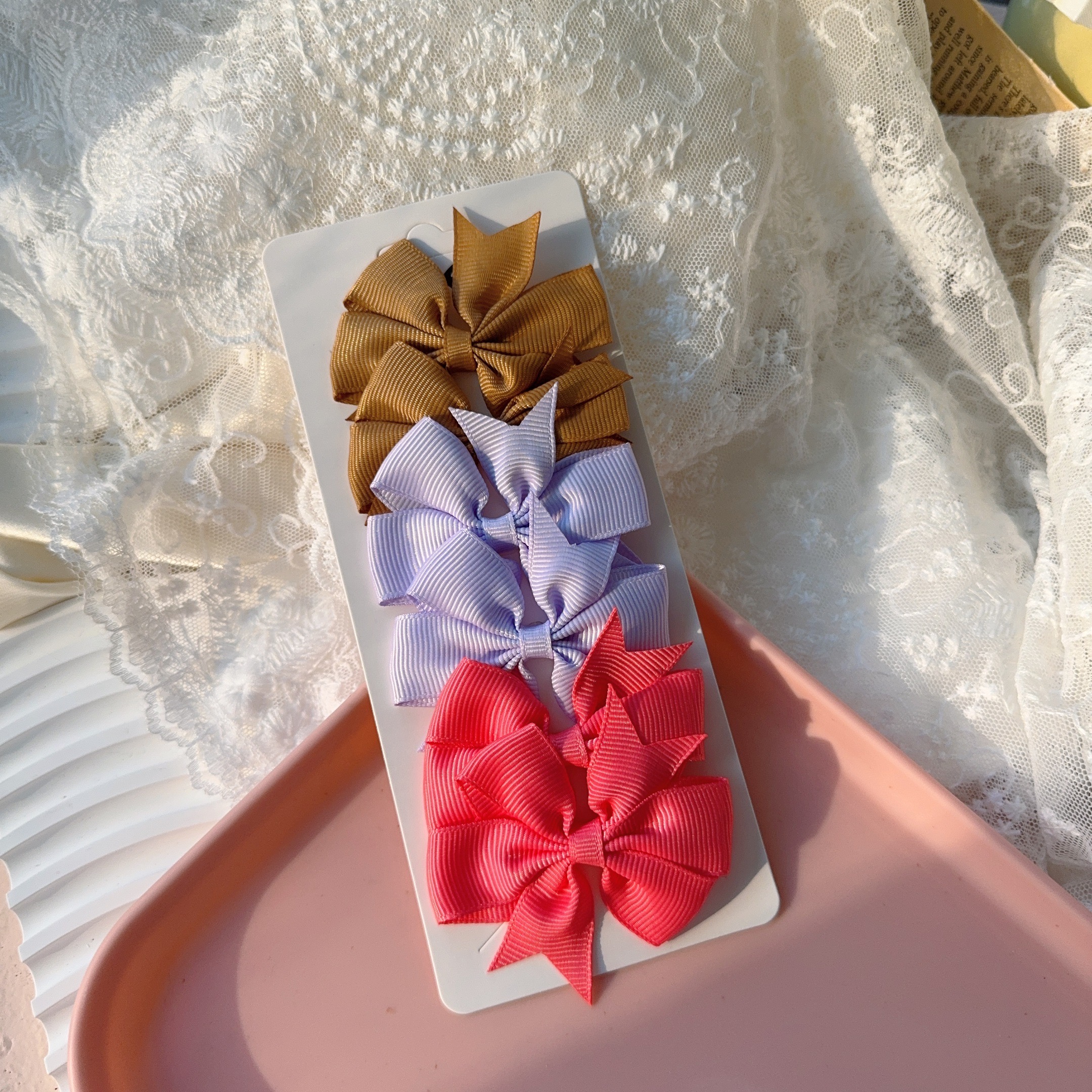 6-10 Uds. Pinzas para el cabello con lazo bonito para niñas, pinzas para el pelo con lazo colorido, pasadores hechos a mano, accesorios para el cabello para niños: Plata