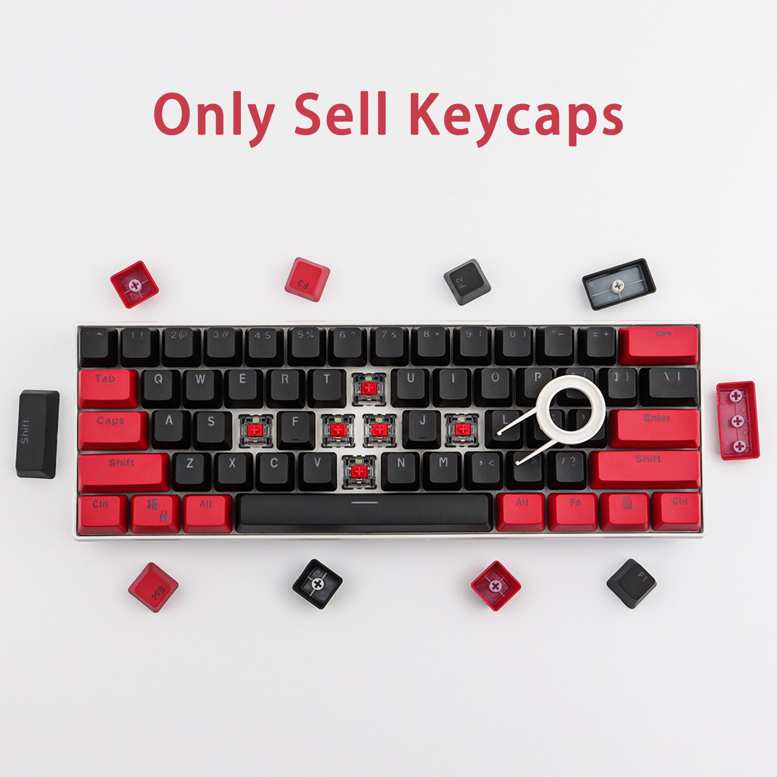 61 key PBT Keycap Red and black Double Color Backlight Keycaps Universal Column For Ikbc Cherry MX Annie Mechanical Keyboard