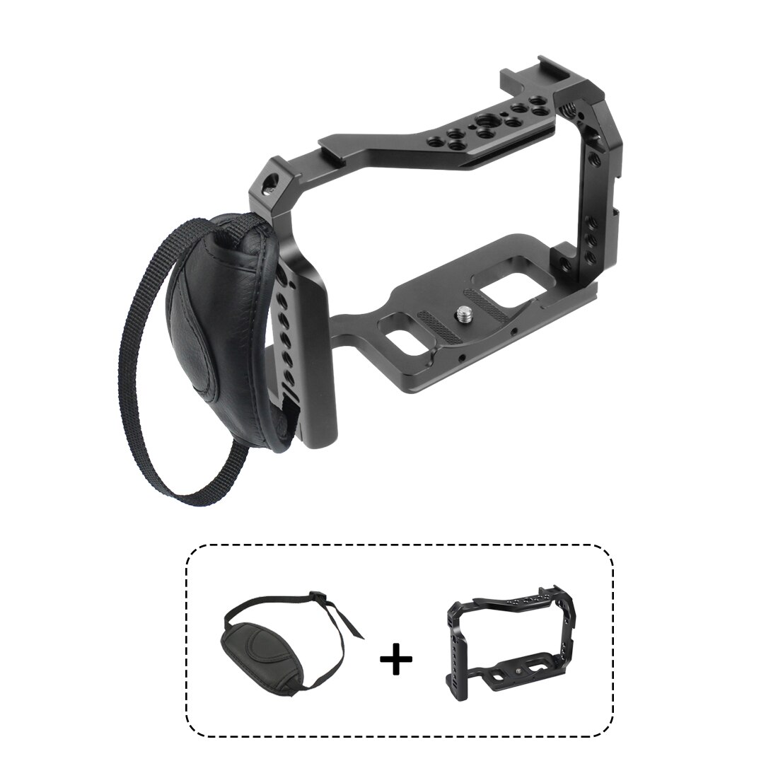 Camera Full Kooi Rig Met Handvat Grip Arca-Stijl Koude Shoe Mount Voor Sony Alpha 7S Iii A7SIII a7M3 Dslr Camera Video Stabilizer: Cage w Wrist Strap