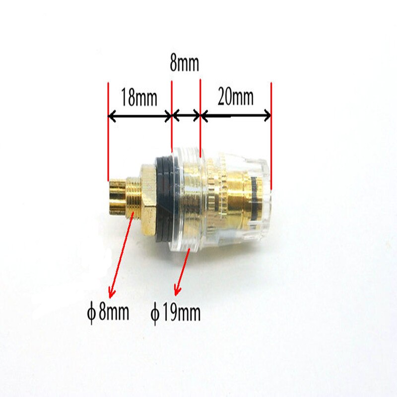 2pcs M8 gold-plated copper banana connector 4mm threaded medium amplifier speaker spade terminal binding post banana plug socket