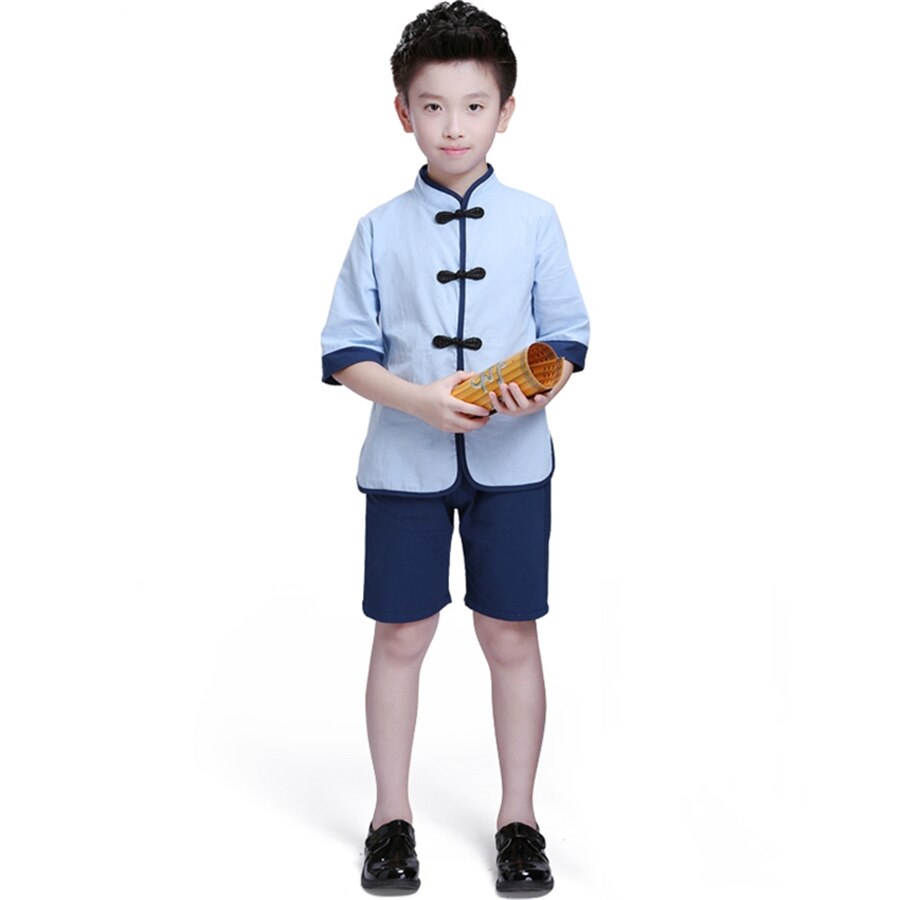 freundlicher Chinesische Kleidung HanFu Jungen Kung Fu Wushu Mädchen Chinesischen Cheongsam Neue Jahr Kleid Kindergarten Schule Uniformen freundlicher einstellen