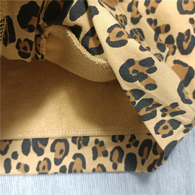 Forår og sommer drenge og piger leopardprint t-shirt kjole leggings hættetrøjejakke