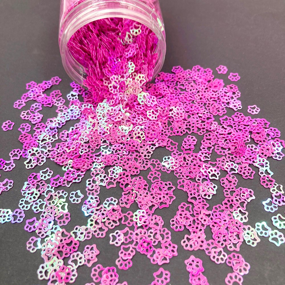 1 Doos Cartoon Kat Poot Vorm Losse Pailletten Voor Ambachten Pailetten Glitter Nail Art Decoratie Sequin Diy Confetti Accessoires: rose red