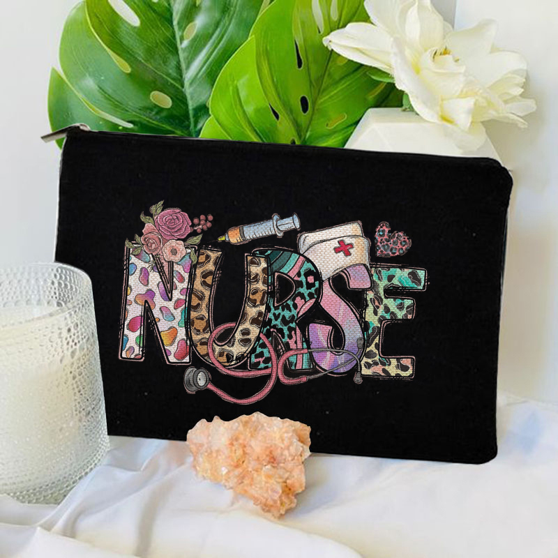 1pc Nurse Makeup Bags,Nurse for Women,Nurse Cosmetic Bags With Zipper,Nurse for Nursing Student,Student Nurse: Brown
