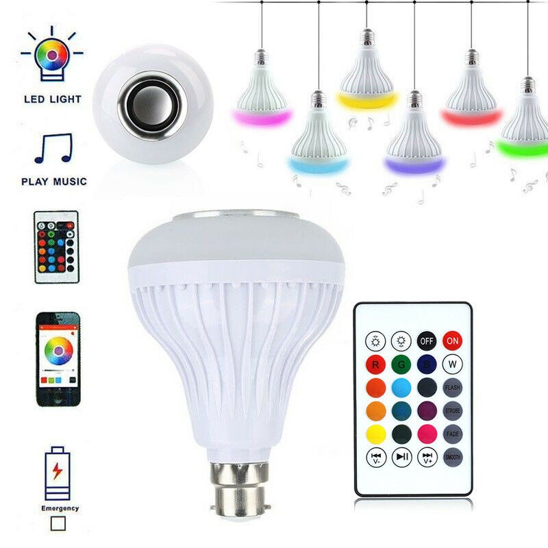 Rgb Licht Led-lampen 12W E27 B22 Lamp Draadloze Bluetooth Audio Speaker Muziek Smart Lampen Met 24 Key afstandsbediening