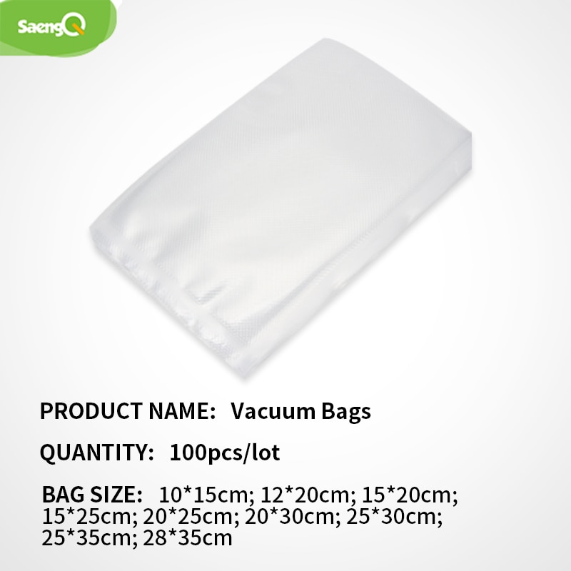 Cozinha 100 pçs/lote saengQ Sacos de Vácuo para Armazenamento De Alimentos Aferidor do Vácuo De Alimentos Máquina de Embalagem Saco Com Material do Produto Comestível