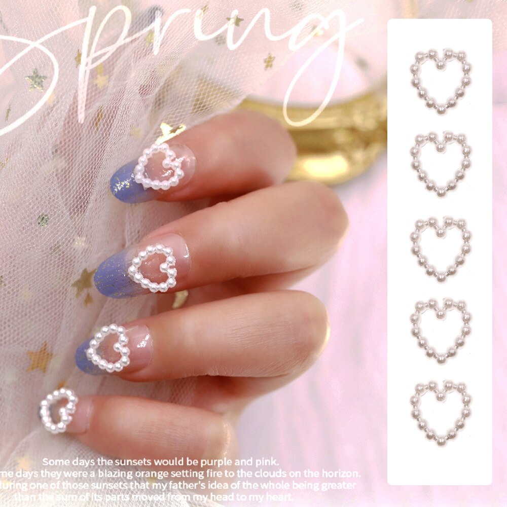 20 Uds. De perlas delicadas en 3D para decoración de uñas, en forma de corazón, joyería para uñas, accesorios de manicura de