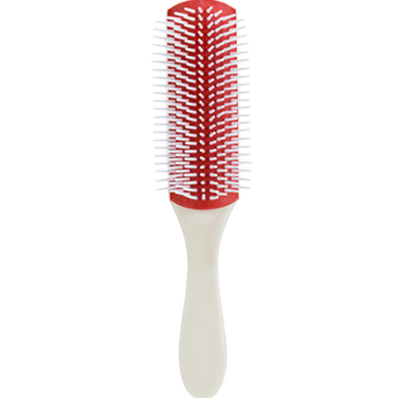 Cepillo de pelo Antiestático de 20,5 cm de longitud, 9 filas, para manualidades, para peluquería, masajeador del cuero cabelludo, peine para el cabello, herramientas de peinado para la salud: Marfíl