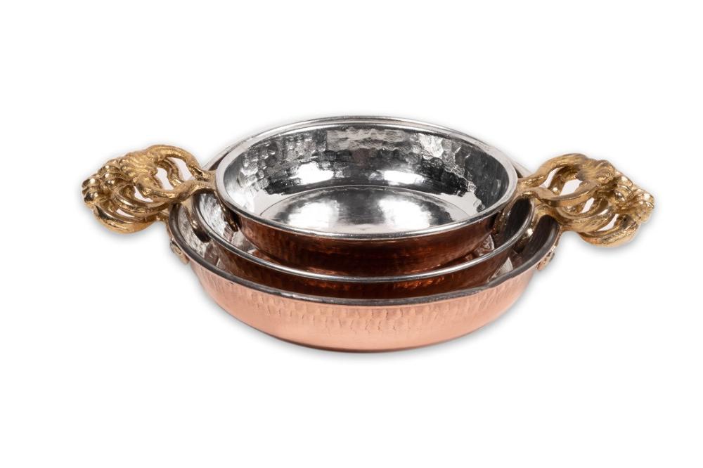 Traditionele Turkse Non-stick Koperen Pan 3Pcs Sahan 100% Hoge Koper Anatolian Keuken Koken Gereedschap Vintage decoratieve
