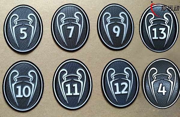 Hoogste trofee 4 5 7 9 10 11 12 13 kampioensbadge grijs ucl kampioen 4-13 keer trofee badge