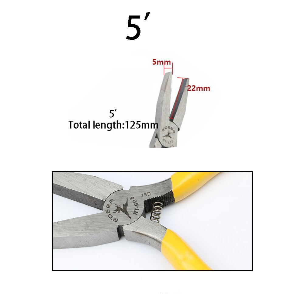 5 &#39;6&#39; Tandeloze Carbon Staal Mini Kniptang Tang Handleiding Diagonale Tang Huishoudelijke Neus Platte Tang Tool Hout: 5