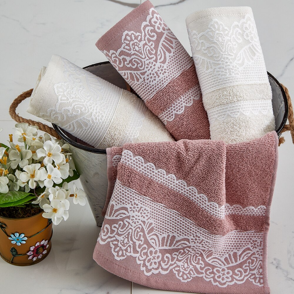 Turkisk handduk lyxig spets badhandduk strandhandduk ansiktshandduk set 4 st 50 x 85 cm broderade 100%  bomull turkiska handdukar set