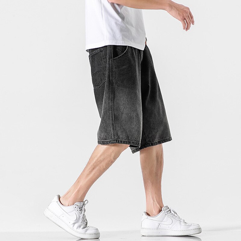 Sommer mænd denim shorts mænd gradient korte jeans mænd straight casual jeans shorts plus størrelse 5xl
