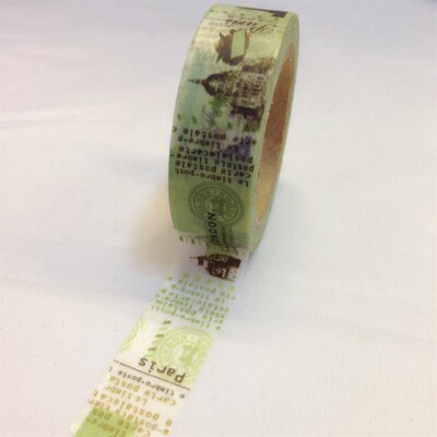 Mooie 15mm * 10 m washi papier tape/Tinge groene Frankrijk amoureuze gevoelens view masking japan washi tape