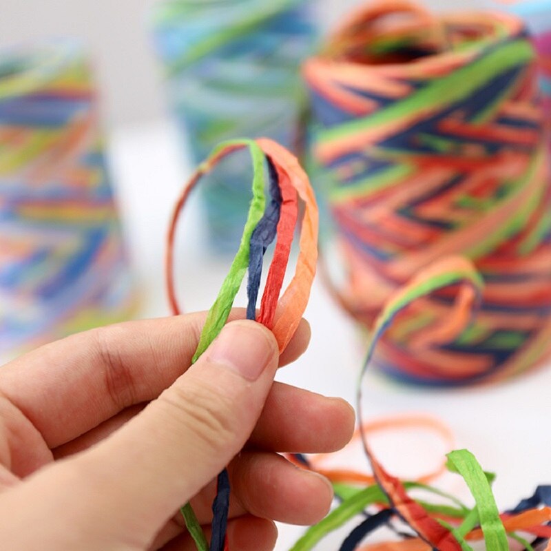 80Meter Colorful Natural Raffia Straw Yarn Ribbon For Wrapping Box Bouquet Decor Baking Box Packing Party Candy Rope