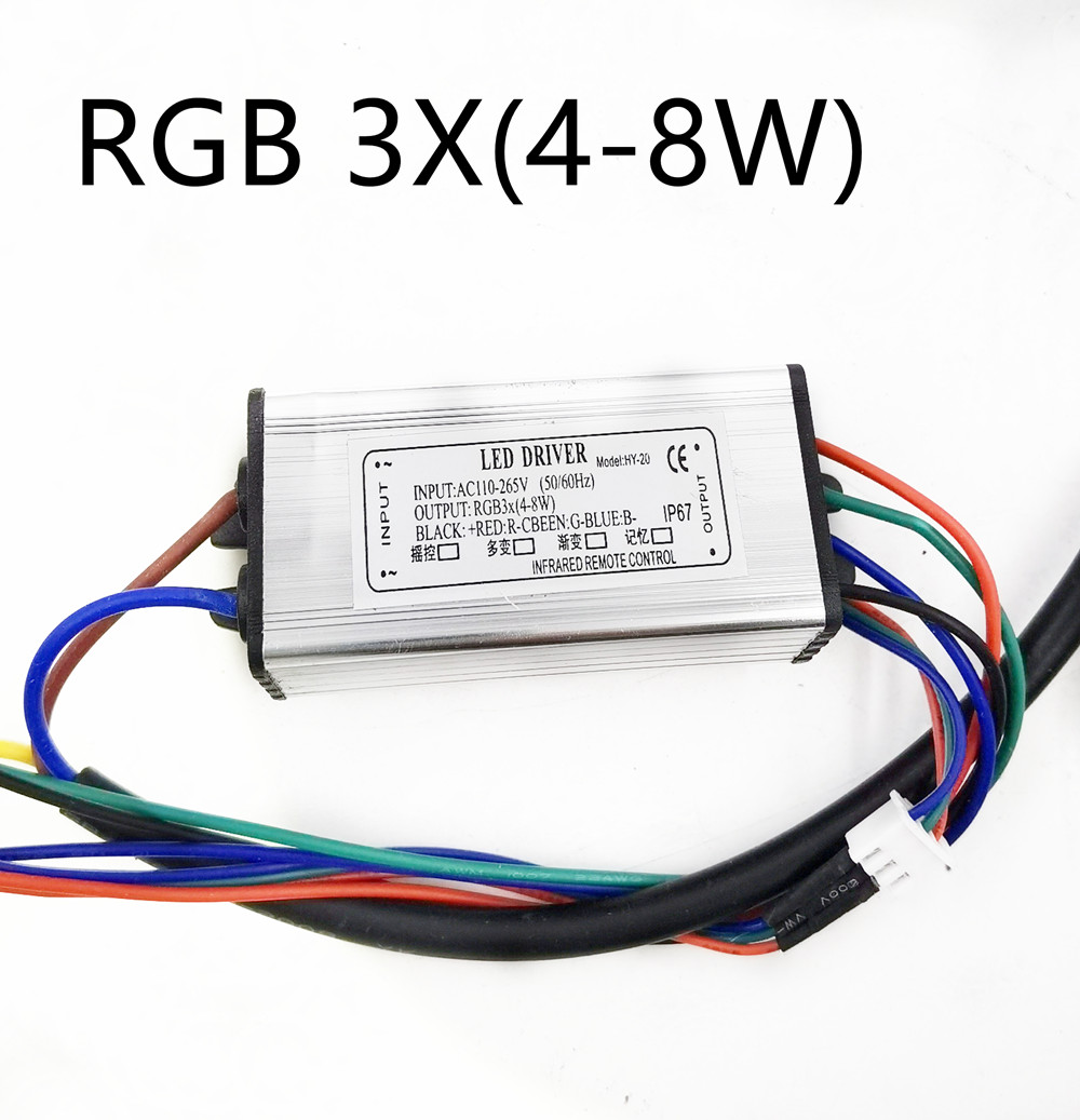 Waterproof 10W 20W 30W 50W 100W RGB LED Driver 24 Key Remote For RGB LED lamps Floodlight Spotlight: RGB 3X(4-8W)