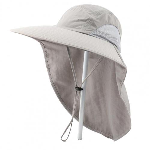 Summer Sun Hat Men Women Cotton Boonie Hat with Neck Flap Outdoor UV Protection Large Wide Brim Hiking Fishing Safari Bucket Hat: Light Grey